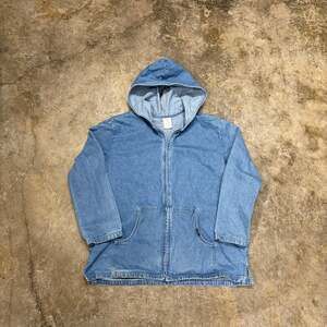 Vintage 90s Chic Blue Denim Hooded Full Zip Jacket